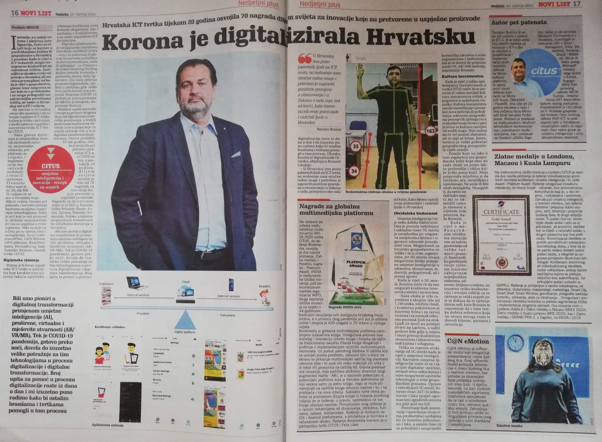Tomislav Bronzin in Novi list Magazine